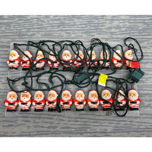 VTG GE String A long Santa Christmas Light Mini Blow Mold Plastic xmas tree - Picture 1 of 5